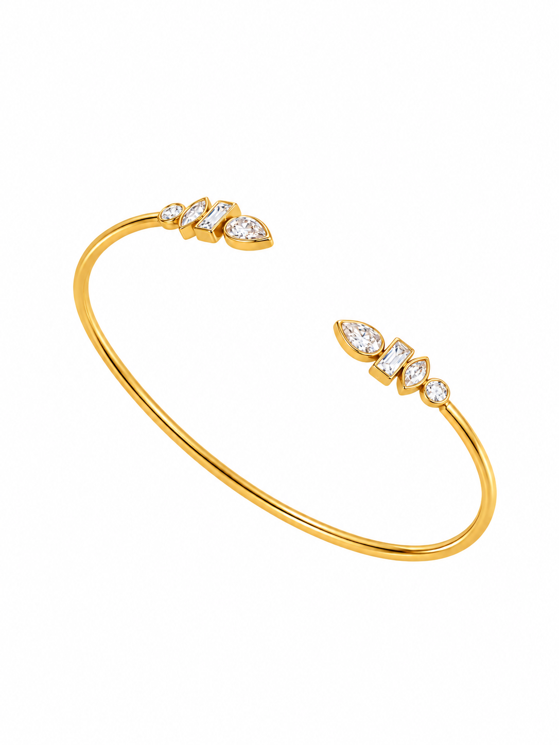 Rae & Jade 18K Gold Crystal Trio Open Cuff Bracelet