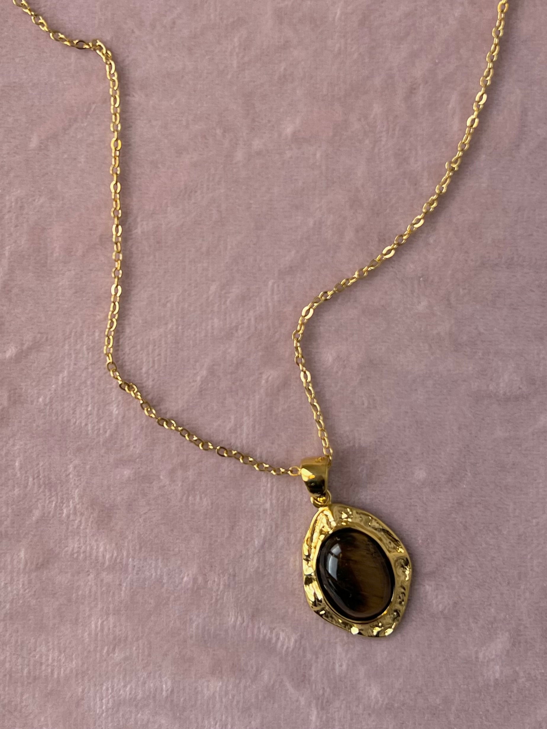The Sienna Tiger’s Eye Necklace – Water & Tarnish Resistant
