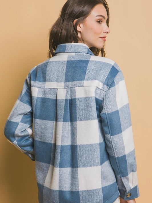 Hanson Blue Plaid Fleeced Line Shacket