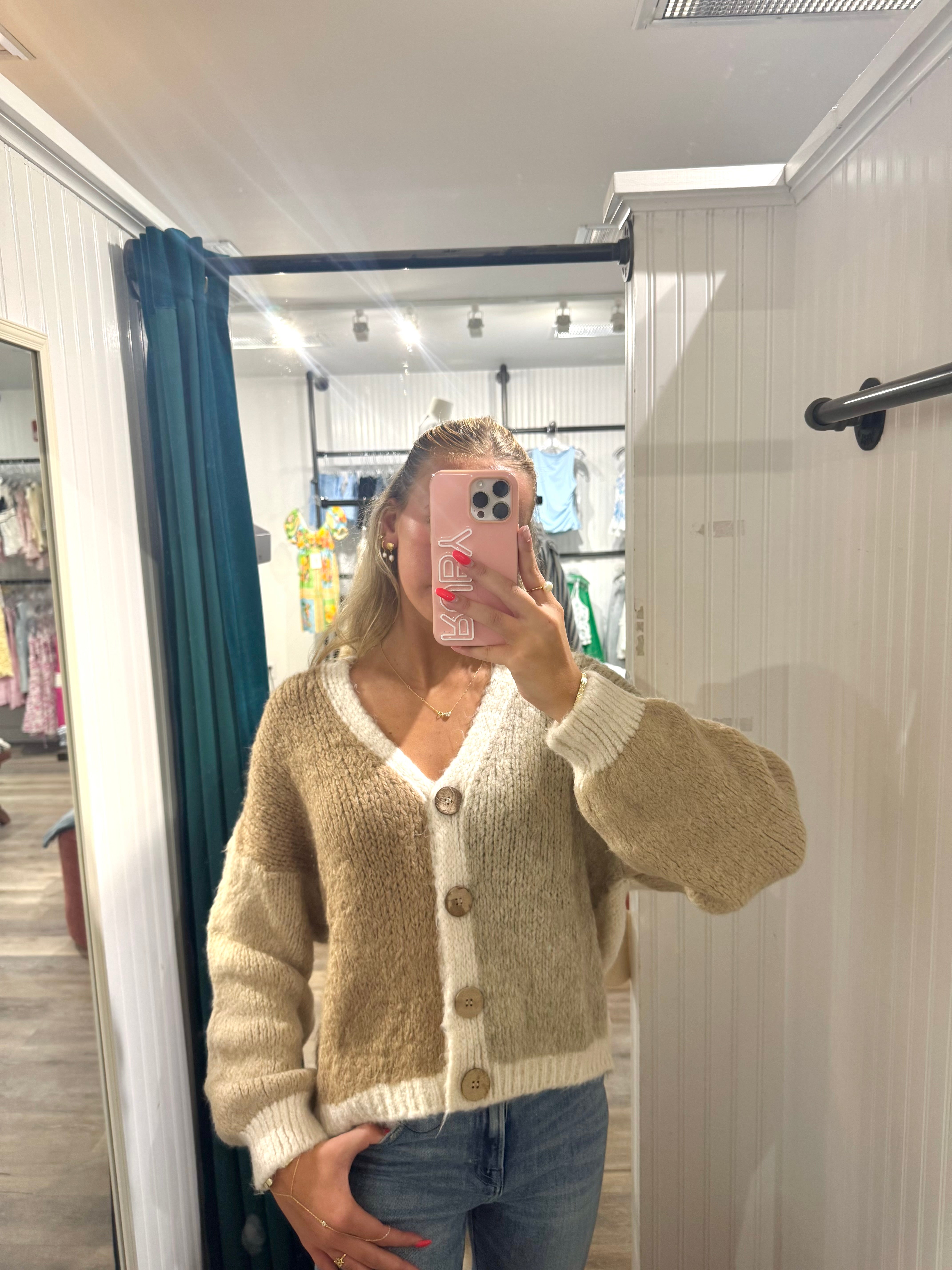 Neutrals Color Block Cardigan