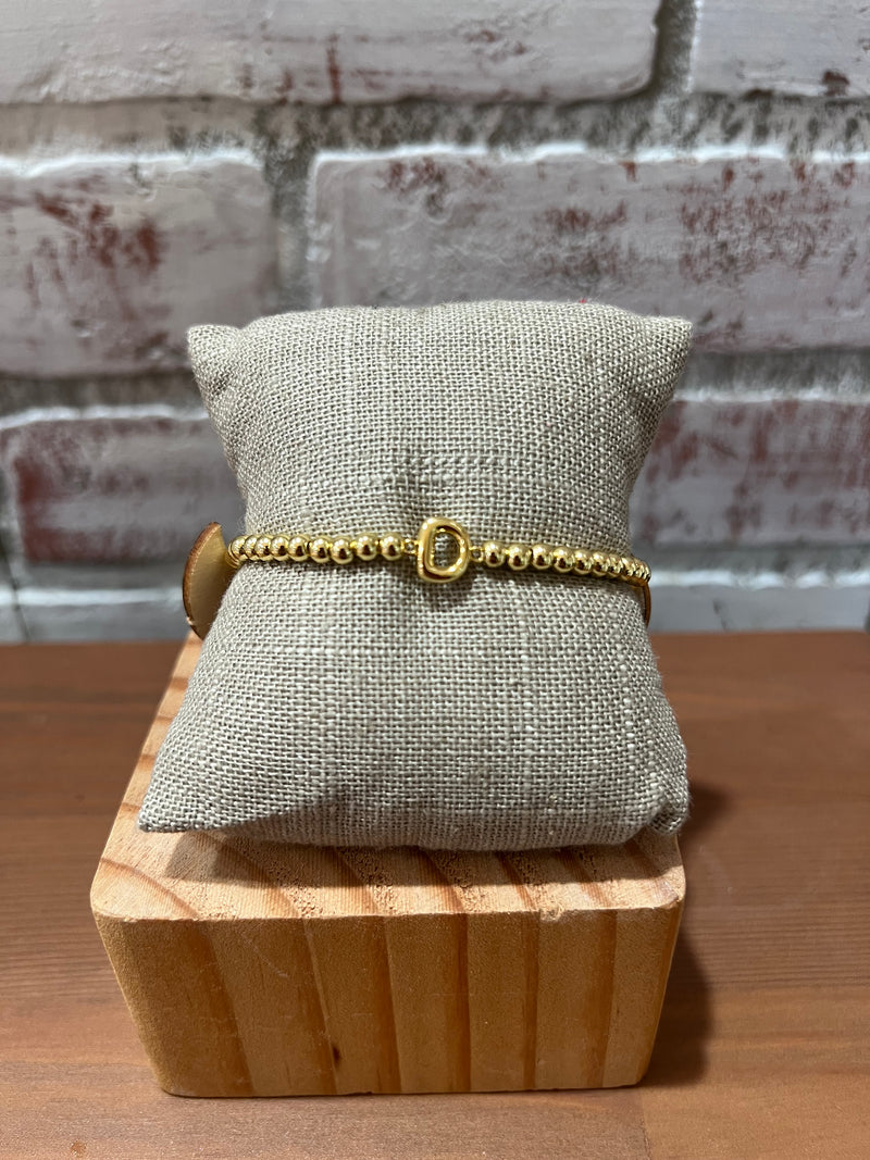 Paulina Stretch Gold Initial Bead Bracelet