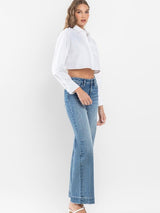 High Rise Wide Leg with Trouser Hem Detail Jean