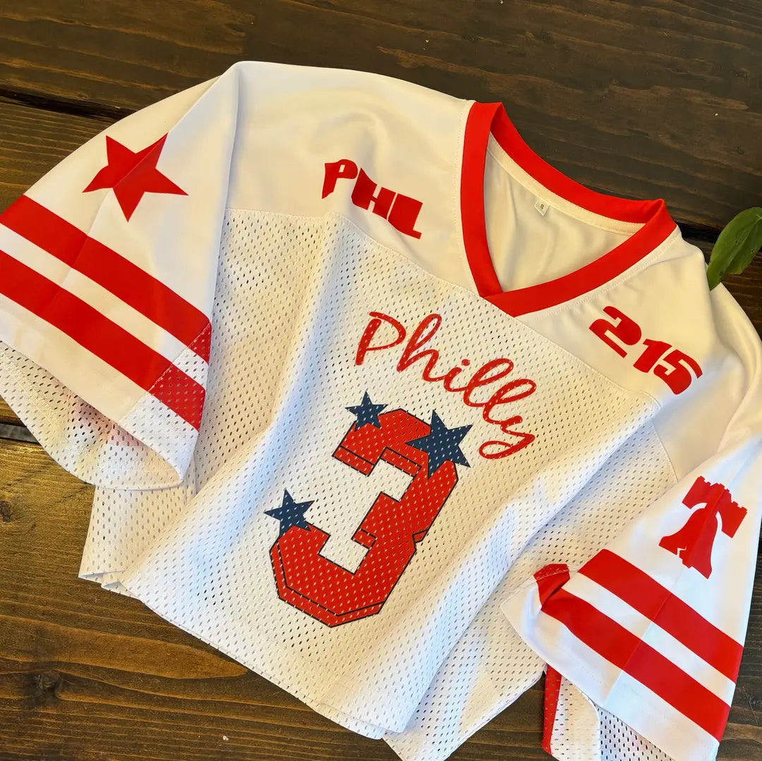 “Philly” Crop Jersey – Retro Philadelphia Baseball Crop Top
