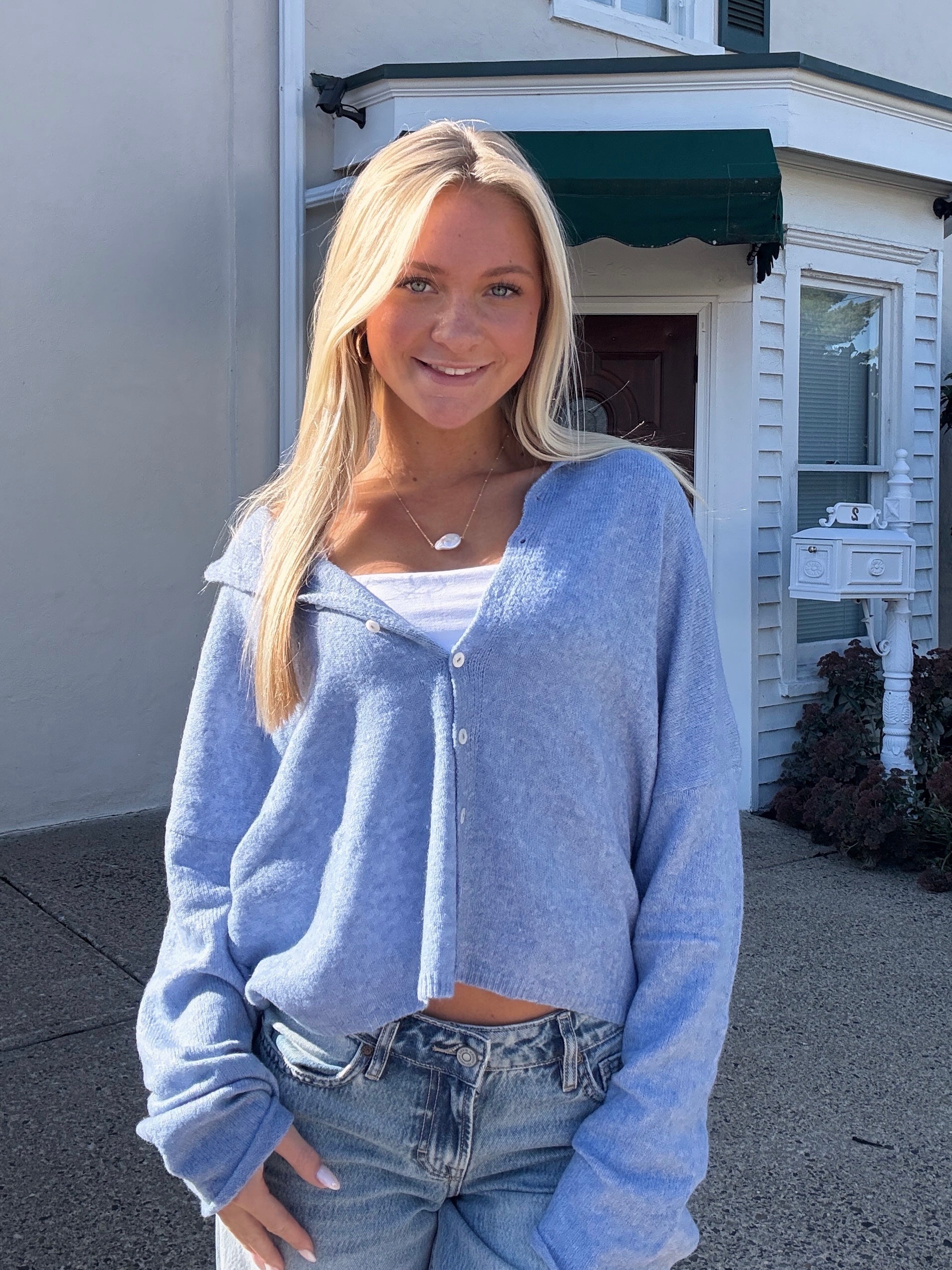 The Dusty Blue It Girl Sweater