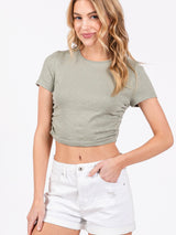 Tess Cropped Side Ruch Tee