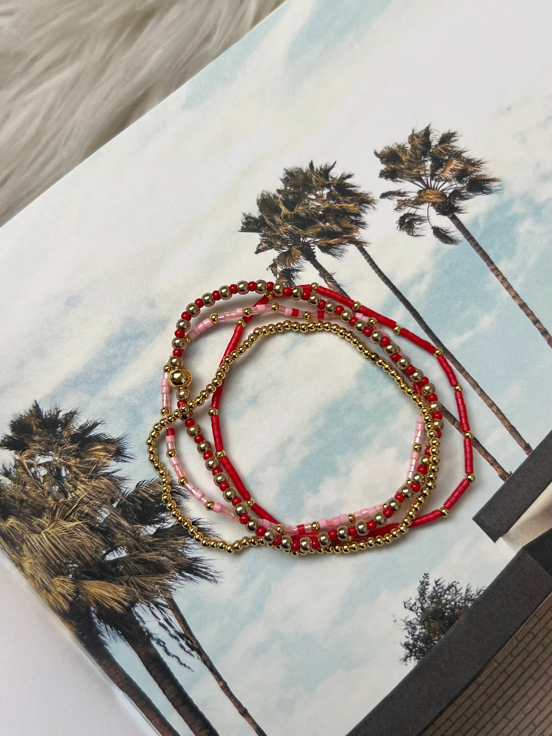 Venice Rosso Stretch Stack Bracelet Set