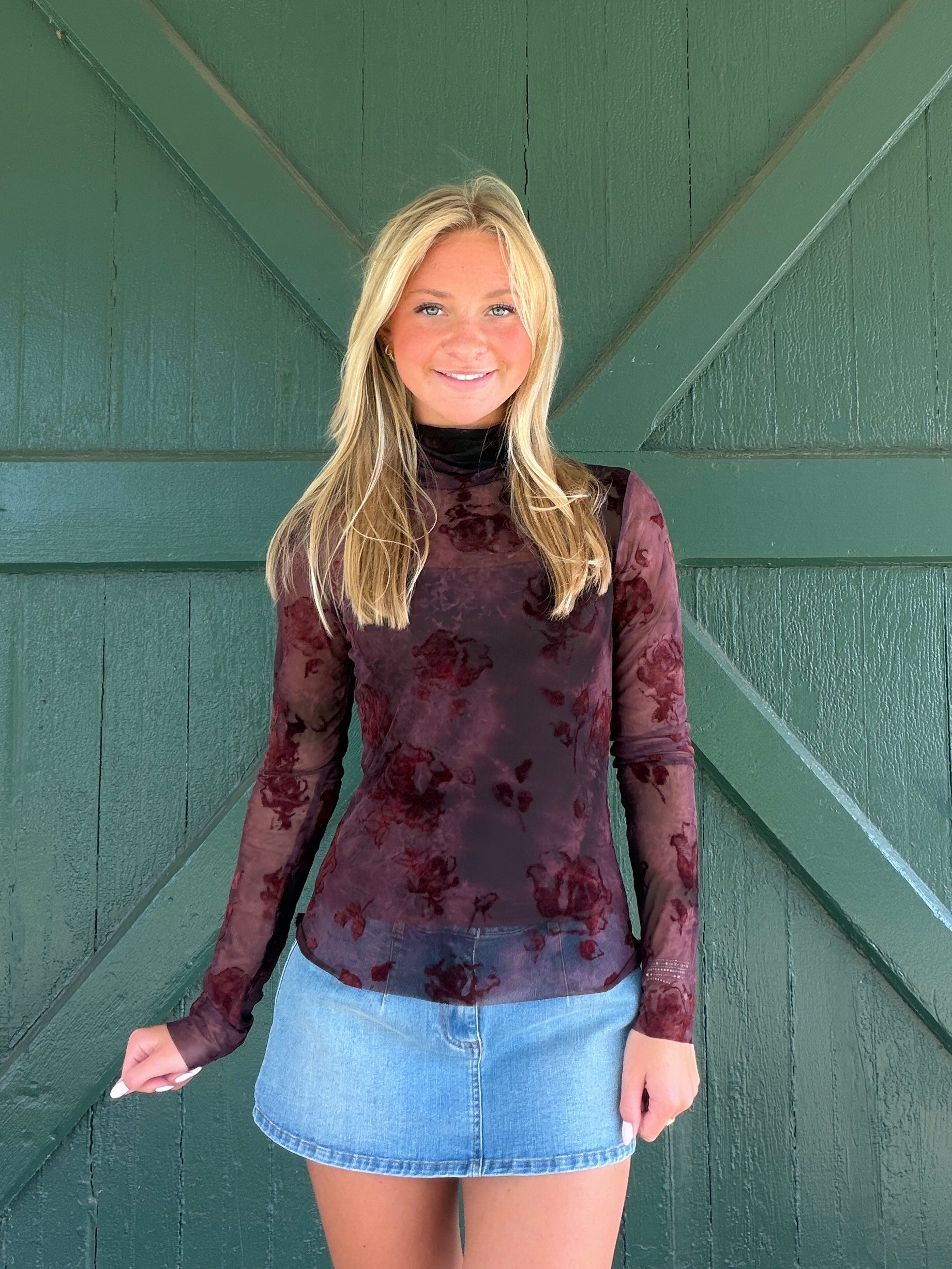 NIA Ophelia Top – Long Sleeve Sheer Mesh