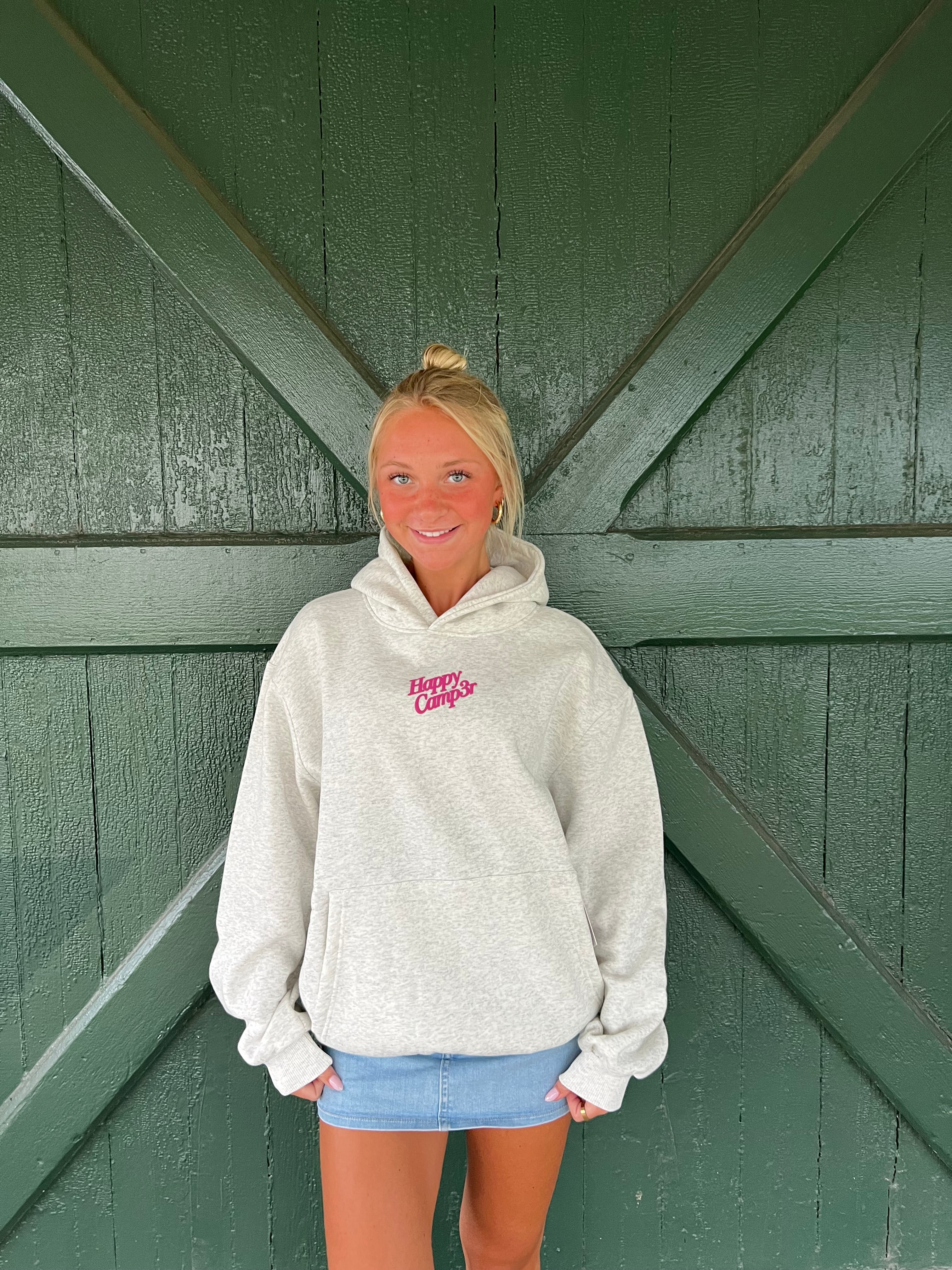 Happy Camp3r PUFF Core  Hoodie – Oatmeal Heather Gray