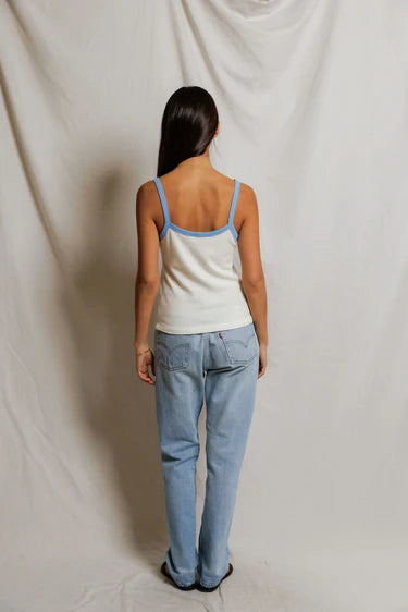 Perfect White Tee Cherry Cotton Ringer Tank