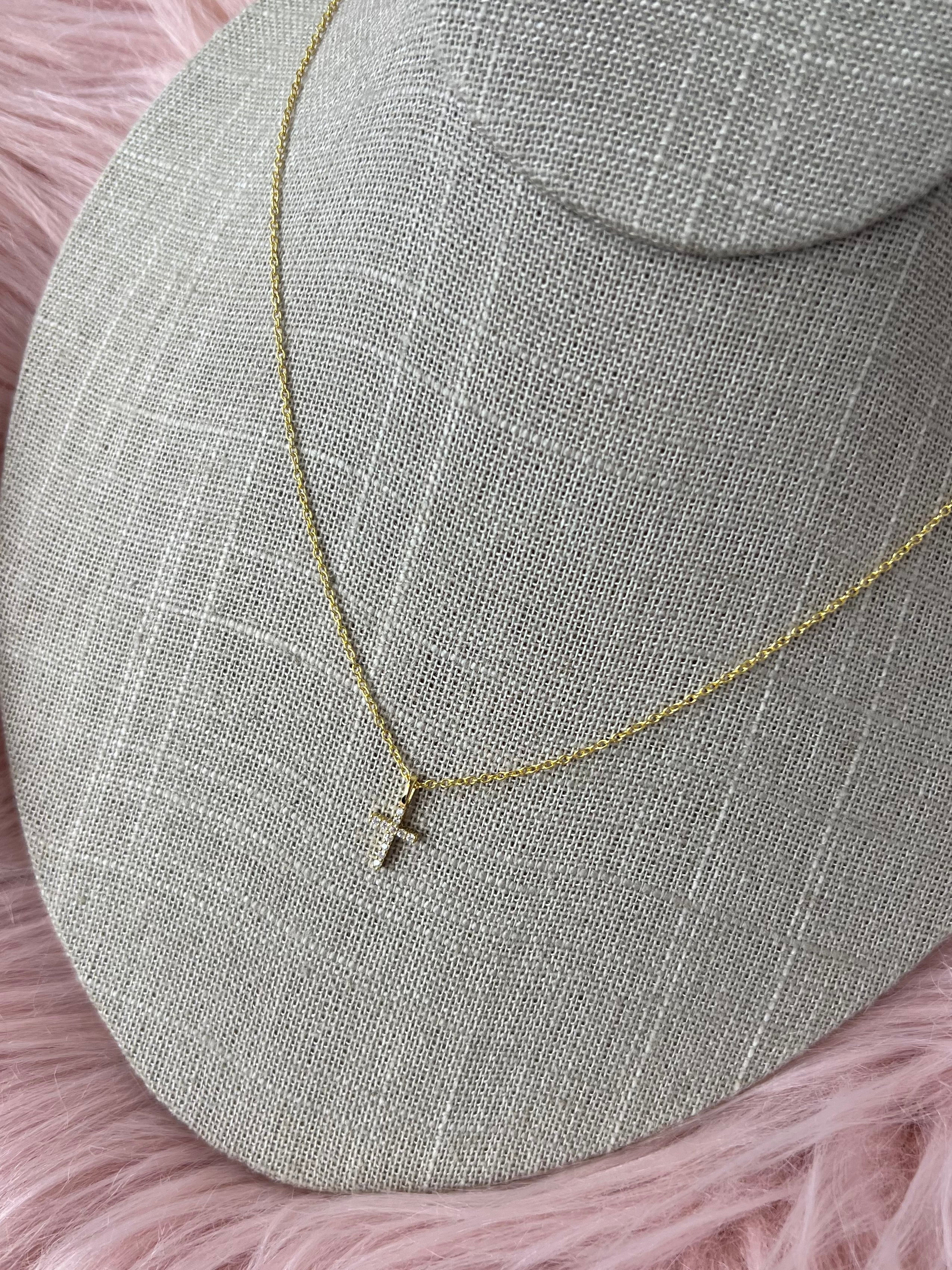 Mia Mini CZ Cross Necklace