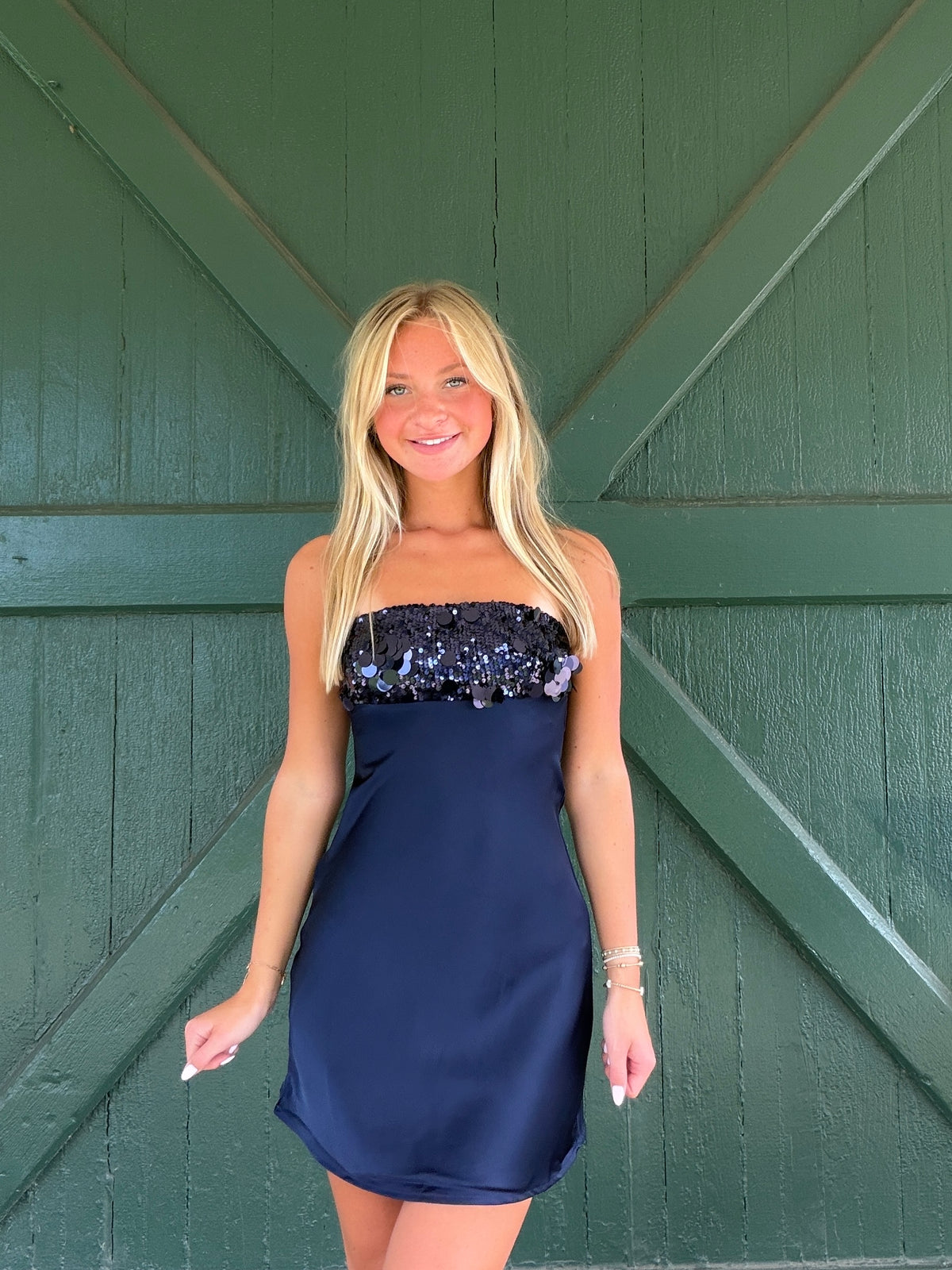 Vivienne Sequin Top Babydoll Mini Dress
