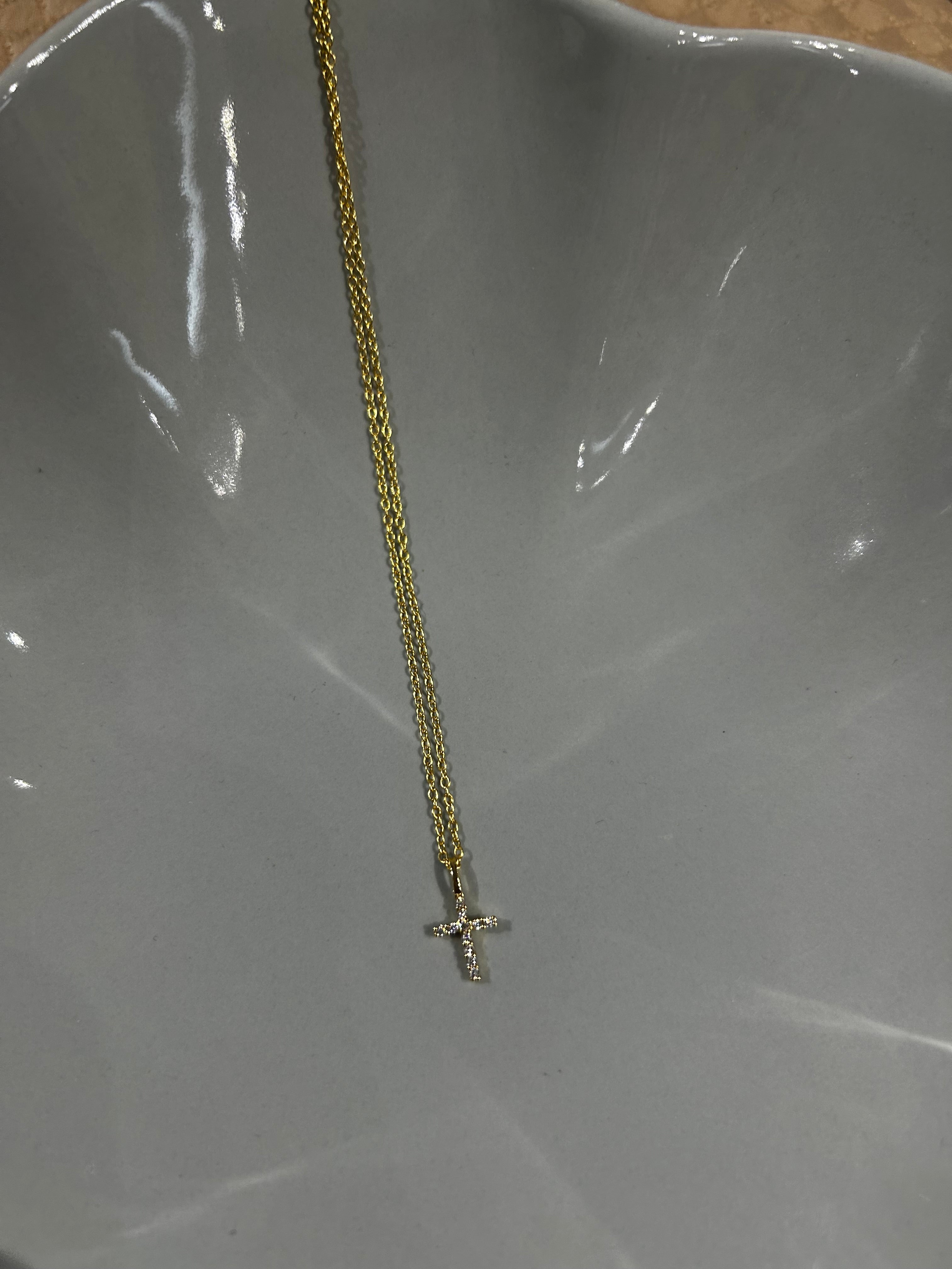 Mia Mini CZ Cross Necklace