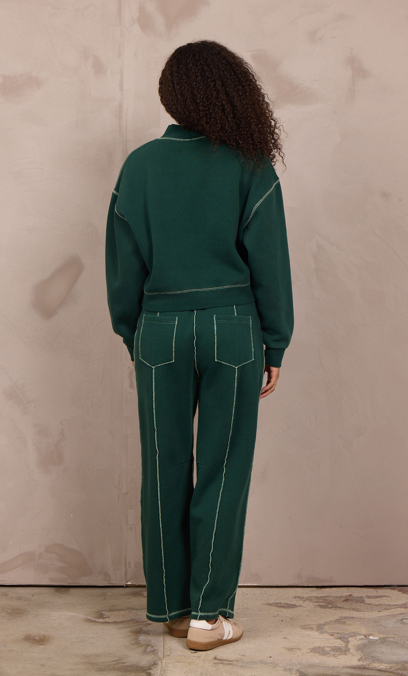 Vintage Havana Pine Green with Ivory Barrel Pant with Contrast Stitching