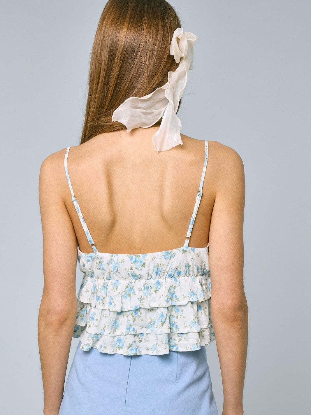 Aster Blue Floral Crop Top