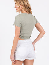 Tess Cropped Side Ruch Tee