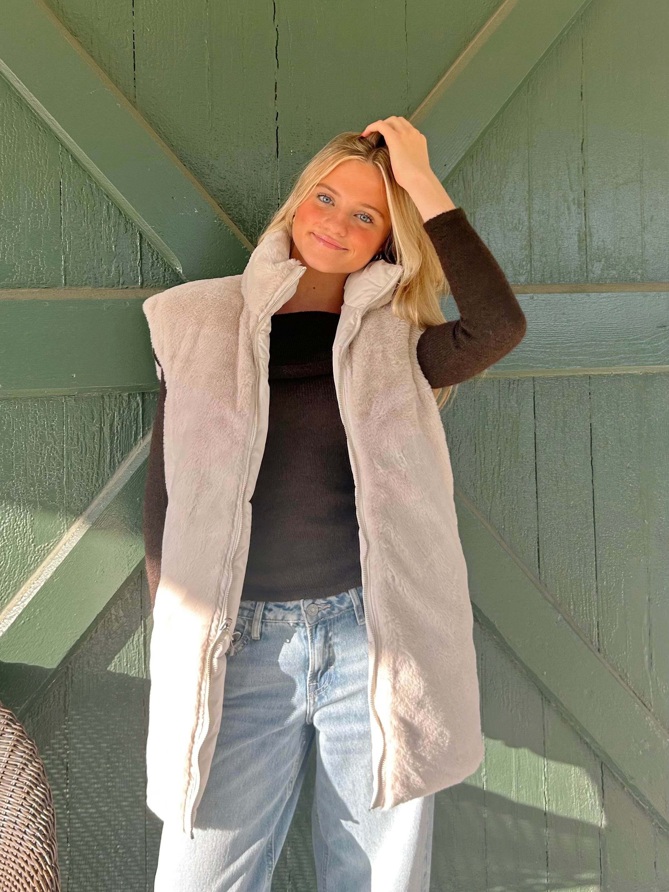 Long Reversible Oversized Puffer Vest