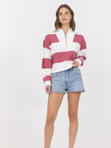 Striped French Terry Half Zip