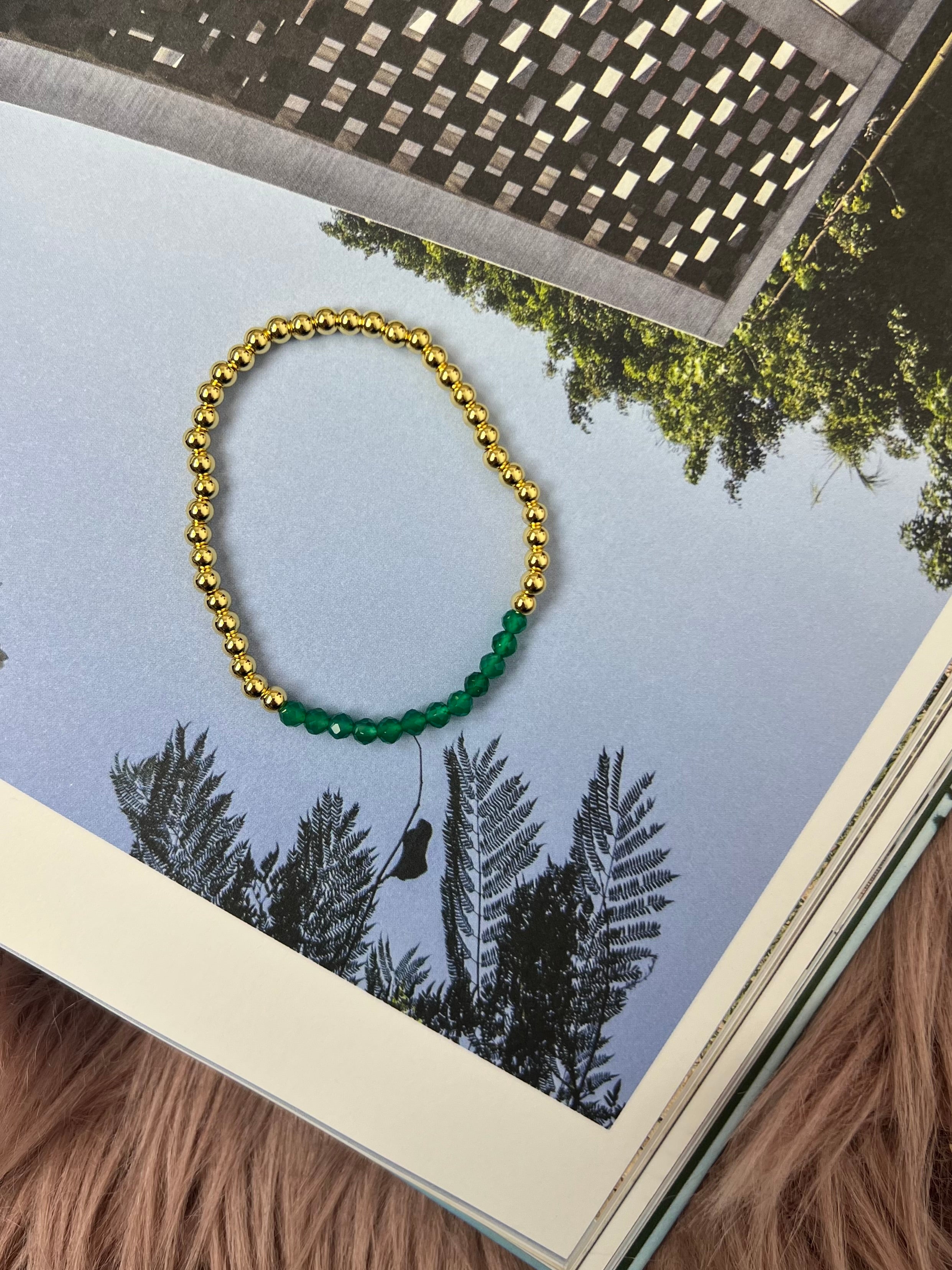 Nicole Green Faceted Crystal Stretch Ball Bracelet