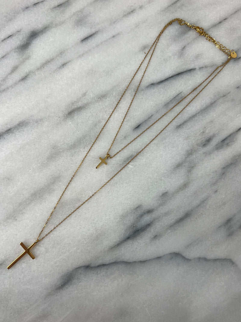 Double Layered  Cross Necklace