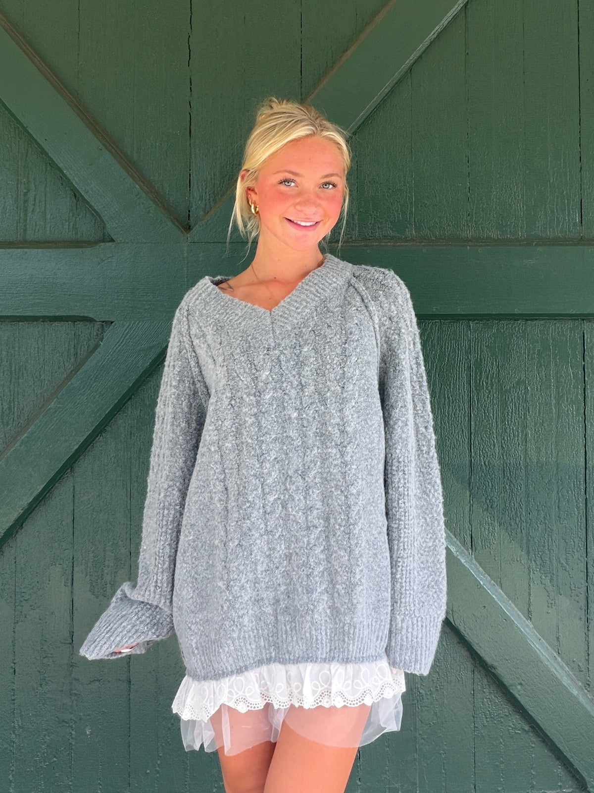 Emery Lace Trim Sweater Mini Dress