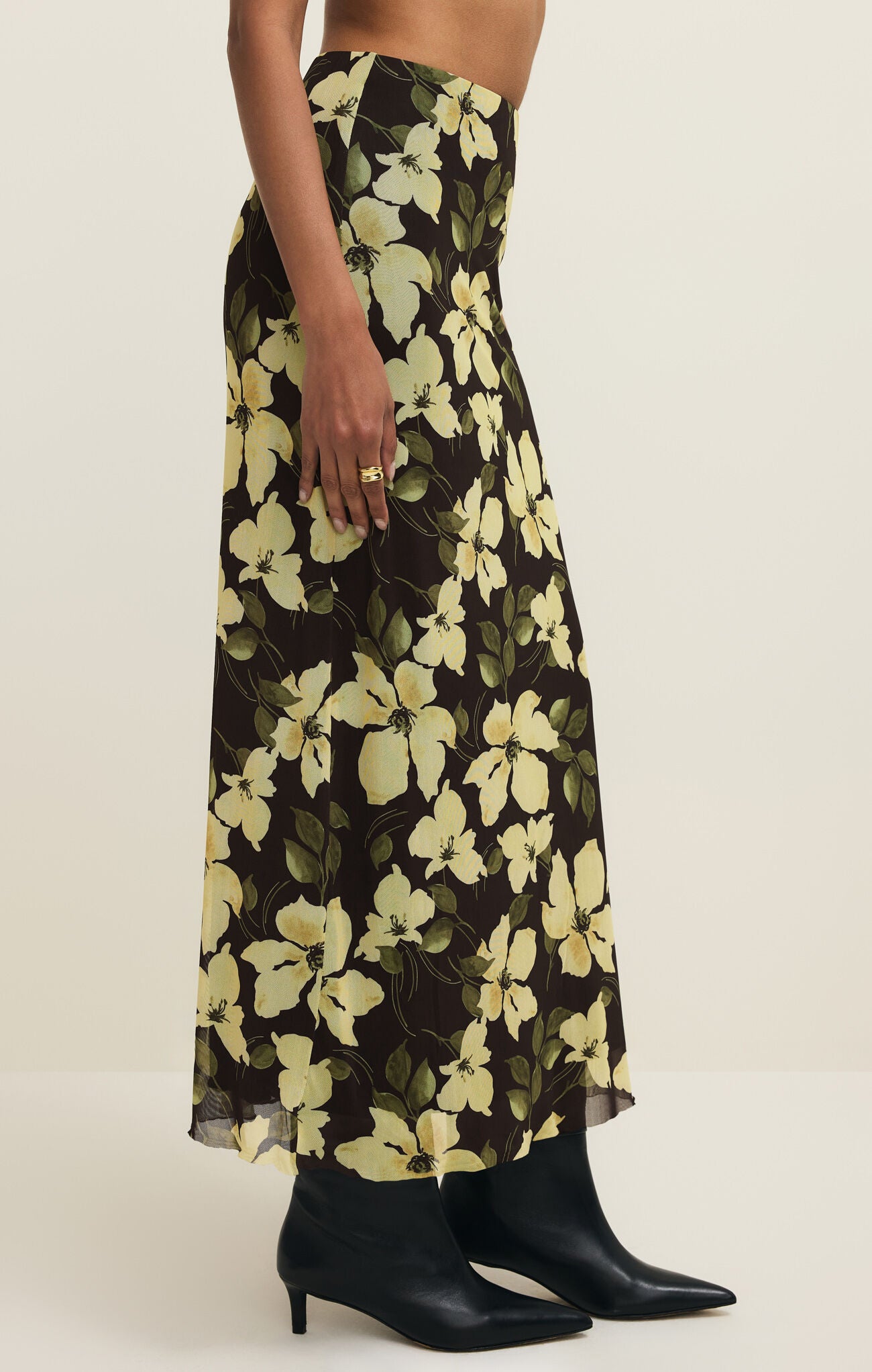 Eda Ren Floral Mesh Maxi Skirt