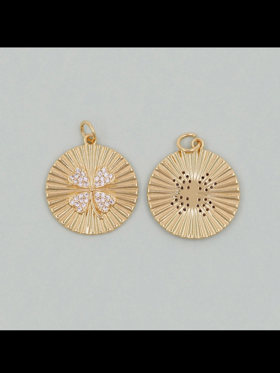 Gold Large Circle Shamrock Charm