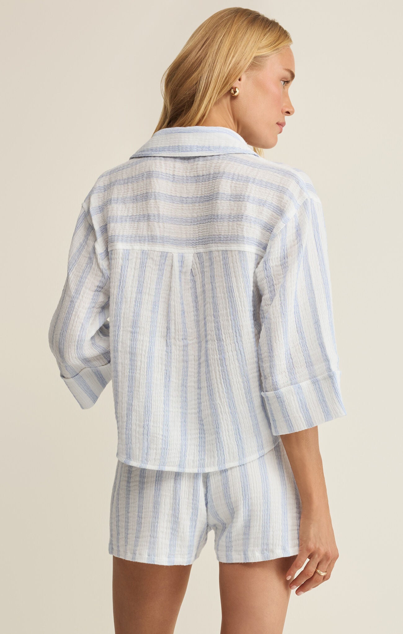 Z Supply Helena Cropped Striped Shirt – Sea Salt