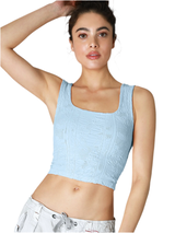 Mila Lace Square Neck Breezy Blue Tank Top