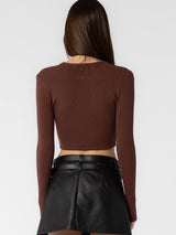 Kendra Brown Cropped Long Sleeve Sweater