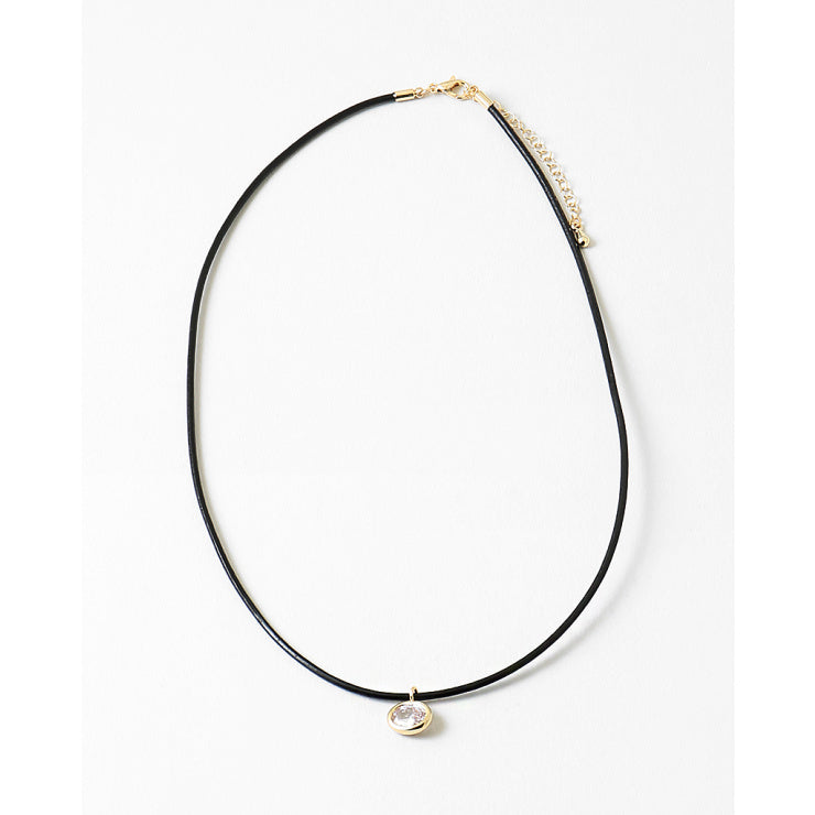 Rae & Jade Black Bezel CZ Oval Cord Necklace