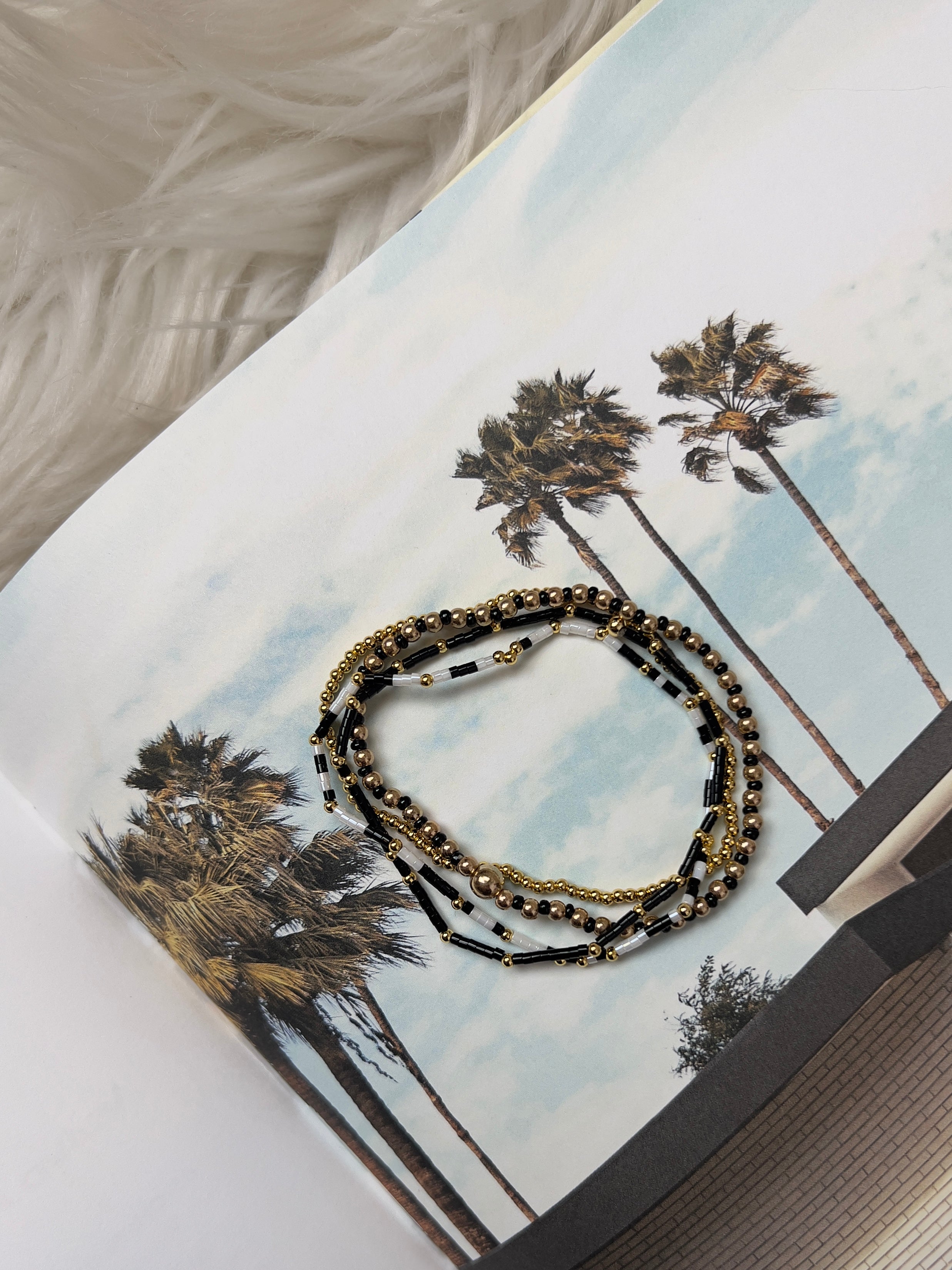 Venice Noir Stretch Stack Bracelet Set
