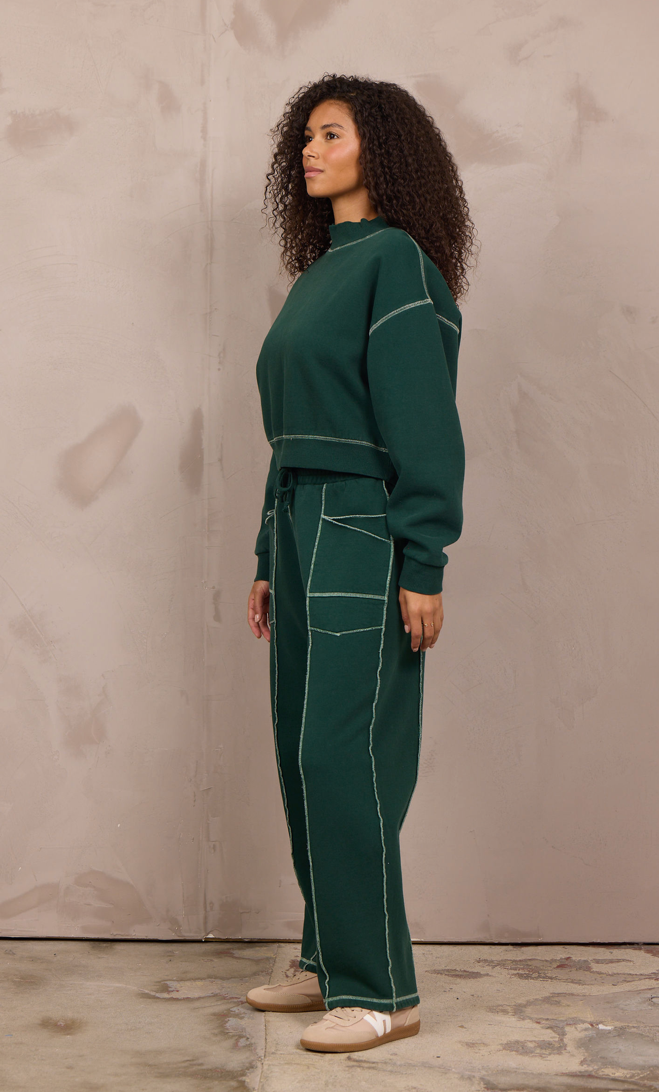 Vintage Havana Pine Green with Ivory Barrel Pant with Contrast Stitching