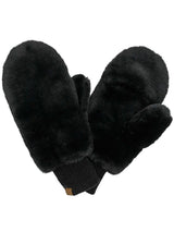 Convertible Faux Fur Mittens with Sherpa Lining