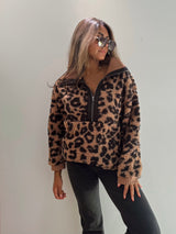 Leopard Sherpa Quarter Zip