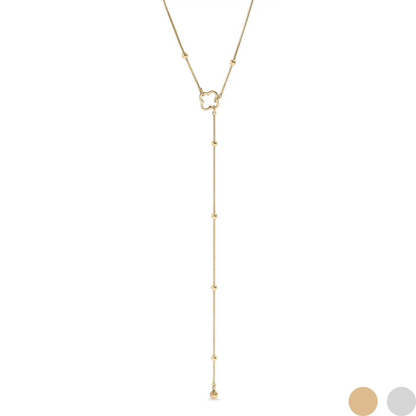 Golden Clover Lariat Necklace – 18K Gold Plated, Water & Tarnish Resistant