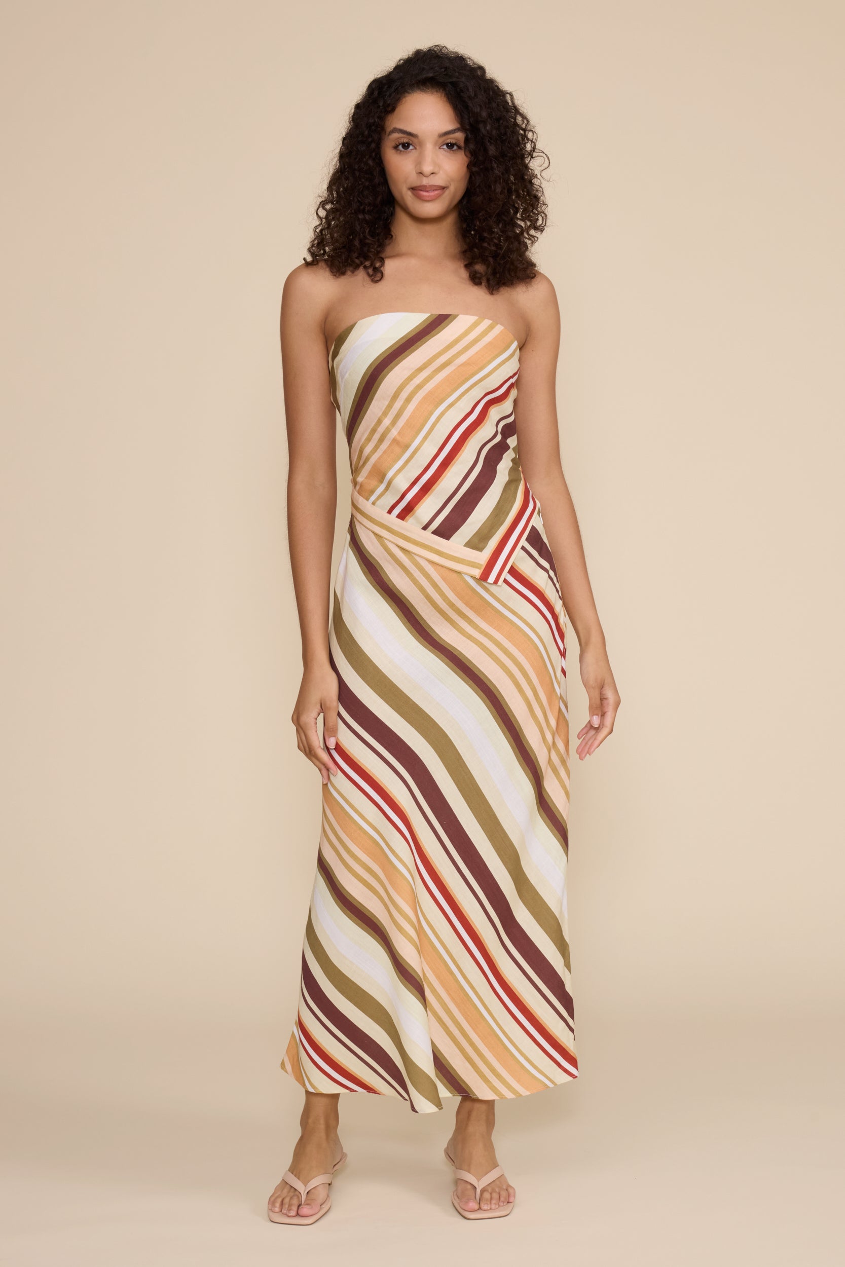 Lucy Paris Penny Multi Stripe Midi Skirt