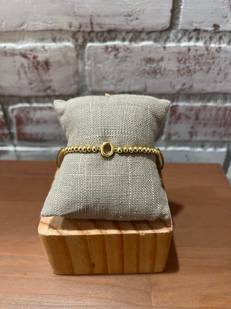 Paulina Stretch Gold Initial Bead Bracelet