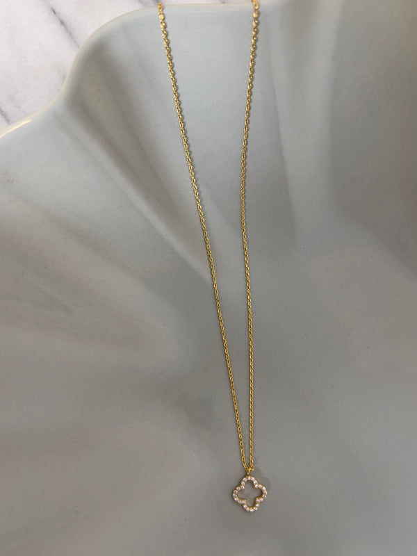 Open CZ Clover Neckalce