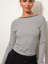 Olivia Low Back Stripe Long Sleeve Tee