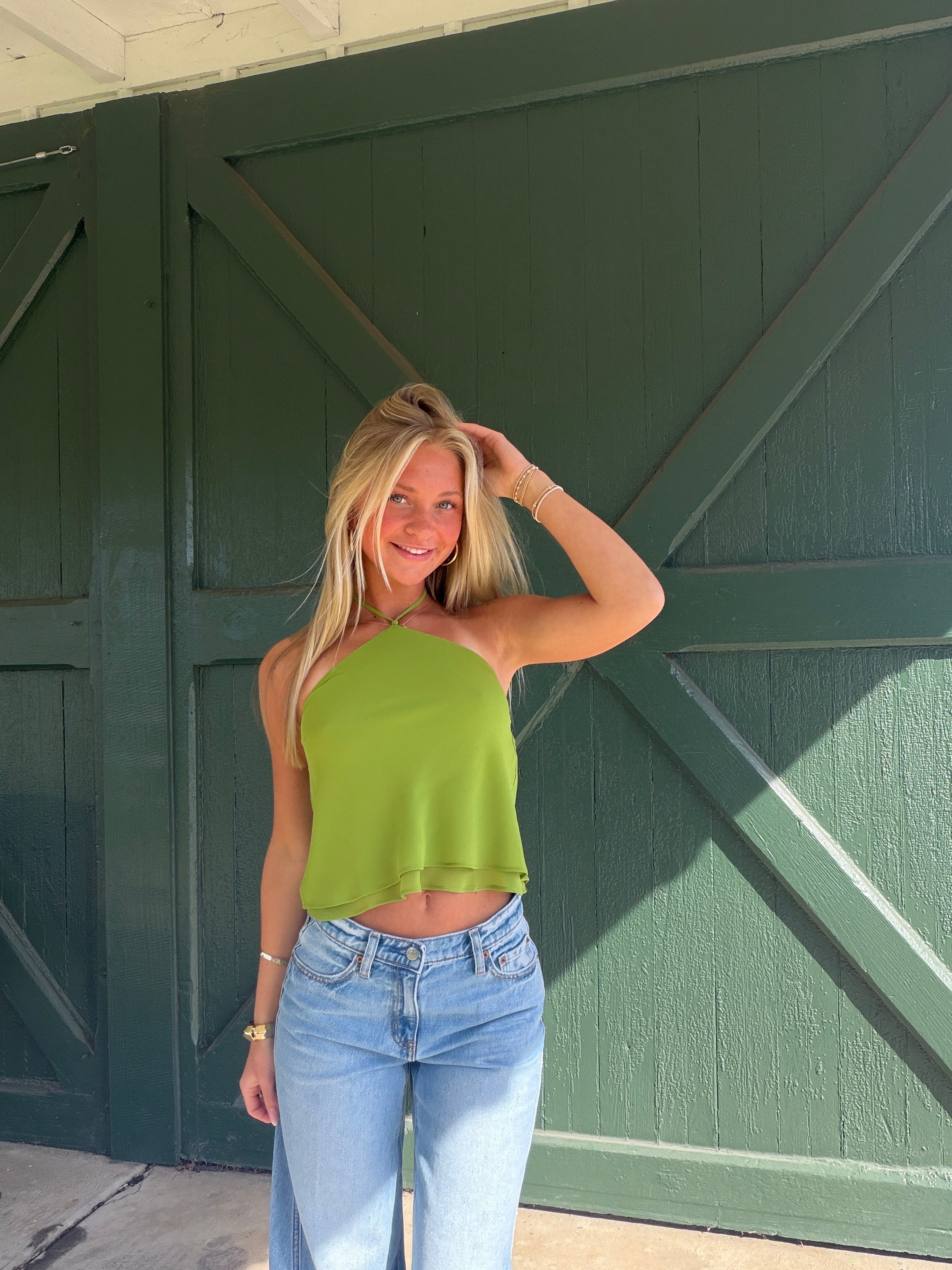 NIA Selva Halter Top – Matcha