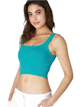 Lena Chevron Ribbed Bluebird Crop Top