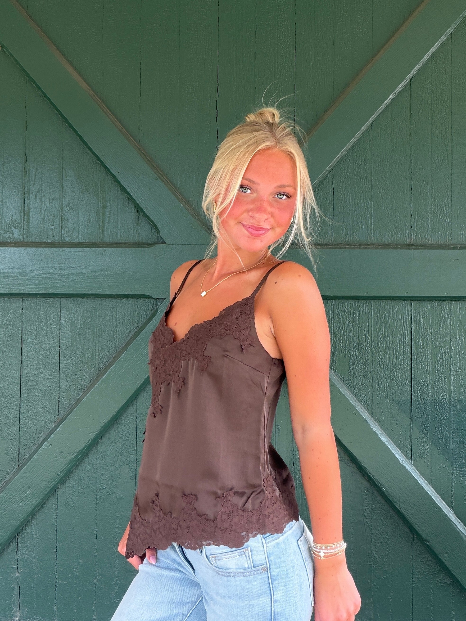 Heartloom Libby Lace-Trim Asymmetrical Cami