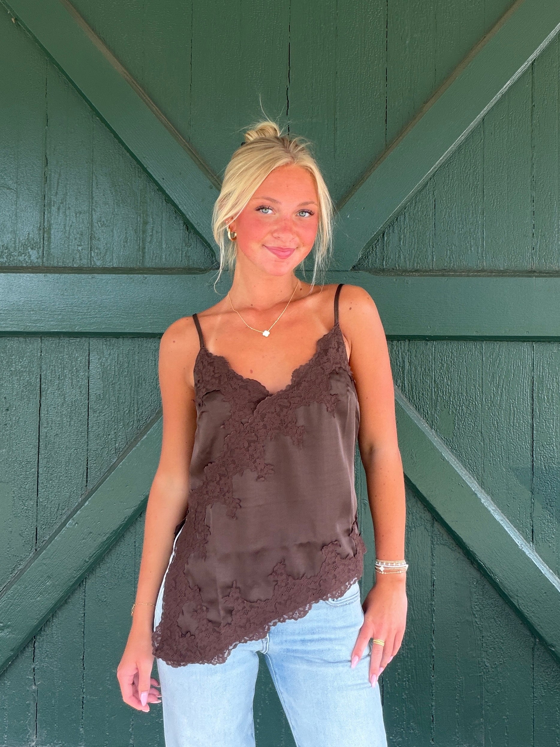 Heartloom Libby Lace-Trim Asymmetrical Cami