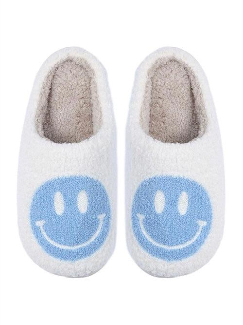 Smiley White With Light blue Slippers