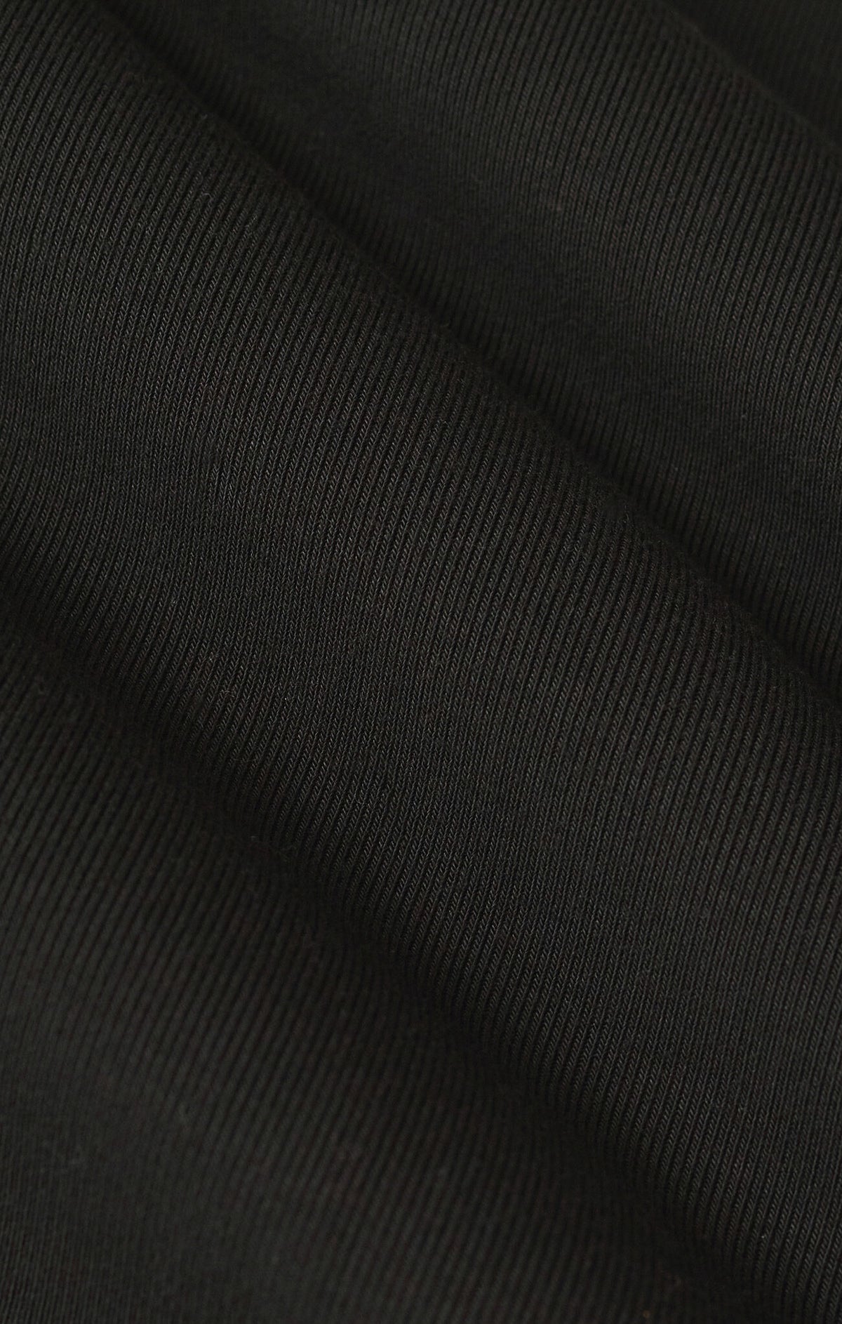 Black ribbed knit fabric close-up for a fitted long-sleeve crew top