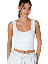 Mila Lace Square Neck White Tank Top