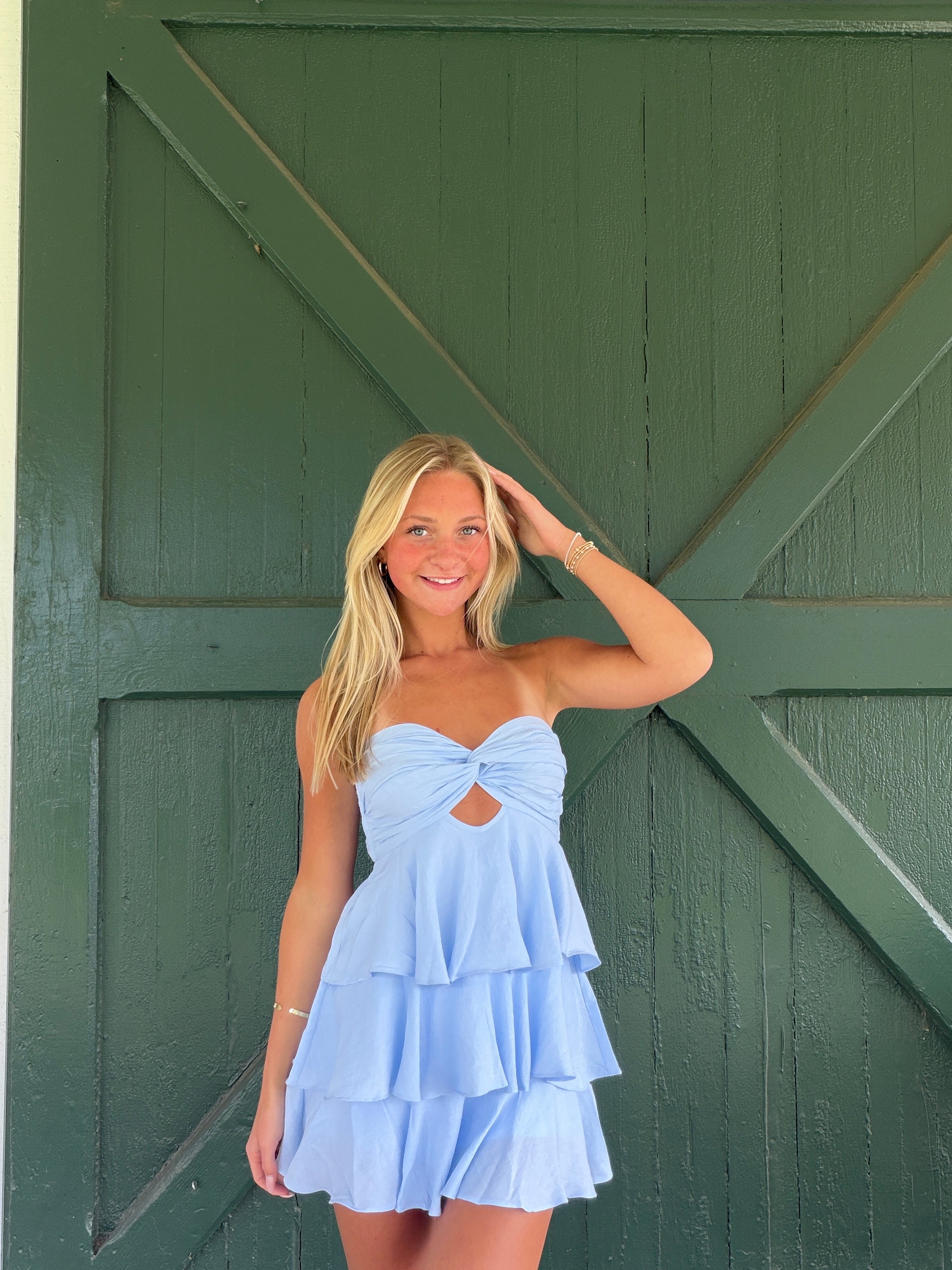 The Marbella Mini Dress-Chambray