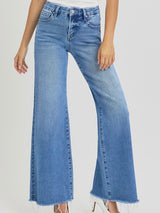 Mid Rise Wide Leg Jean with Tummy Control