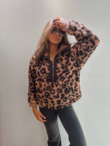 Leopard Sherpa Quarter Zip