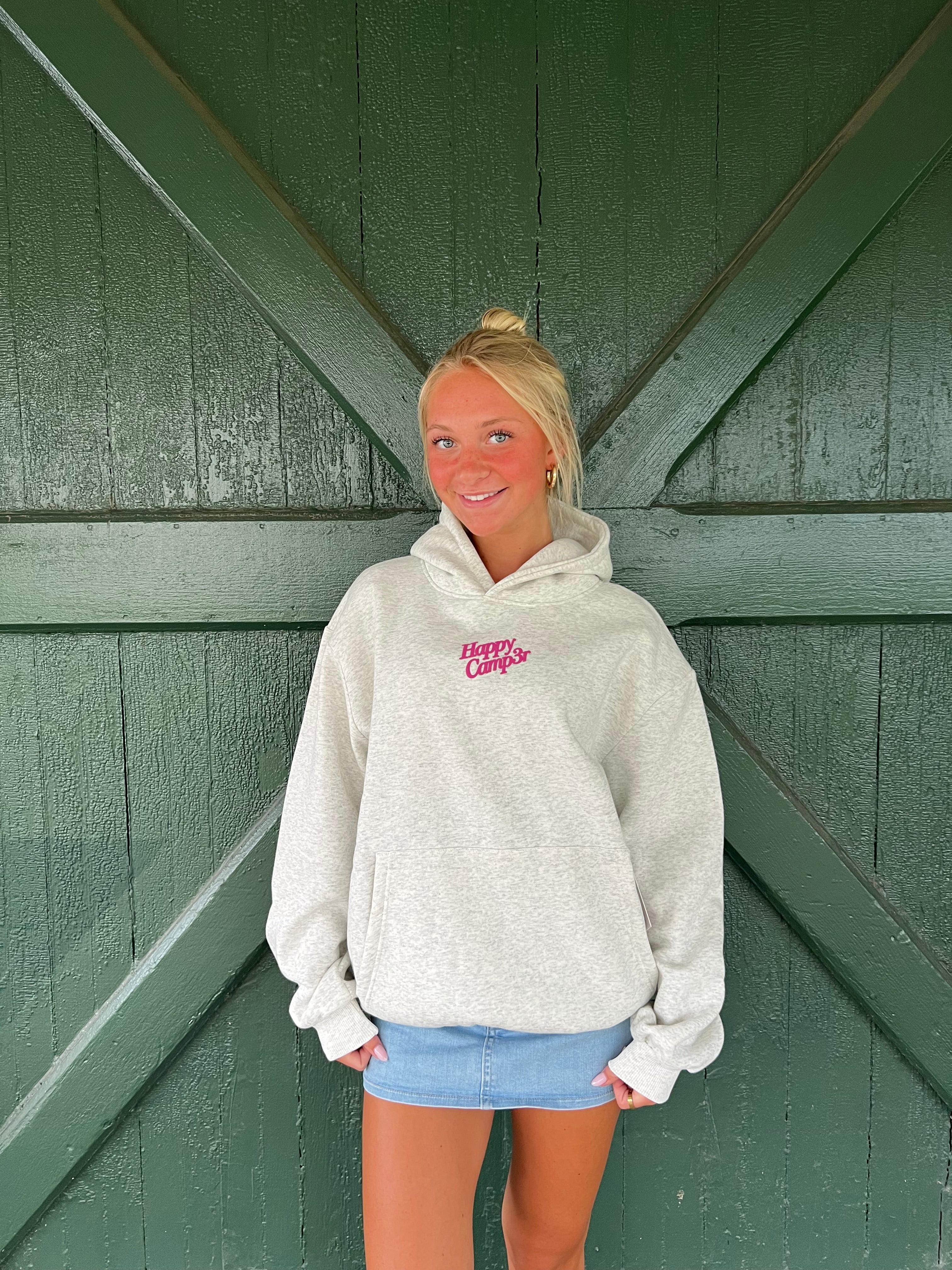 Happy Camp3r PUFF Core  Hoodie – Oatmeal Heather Gray